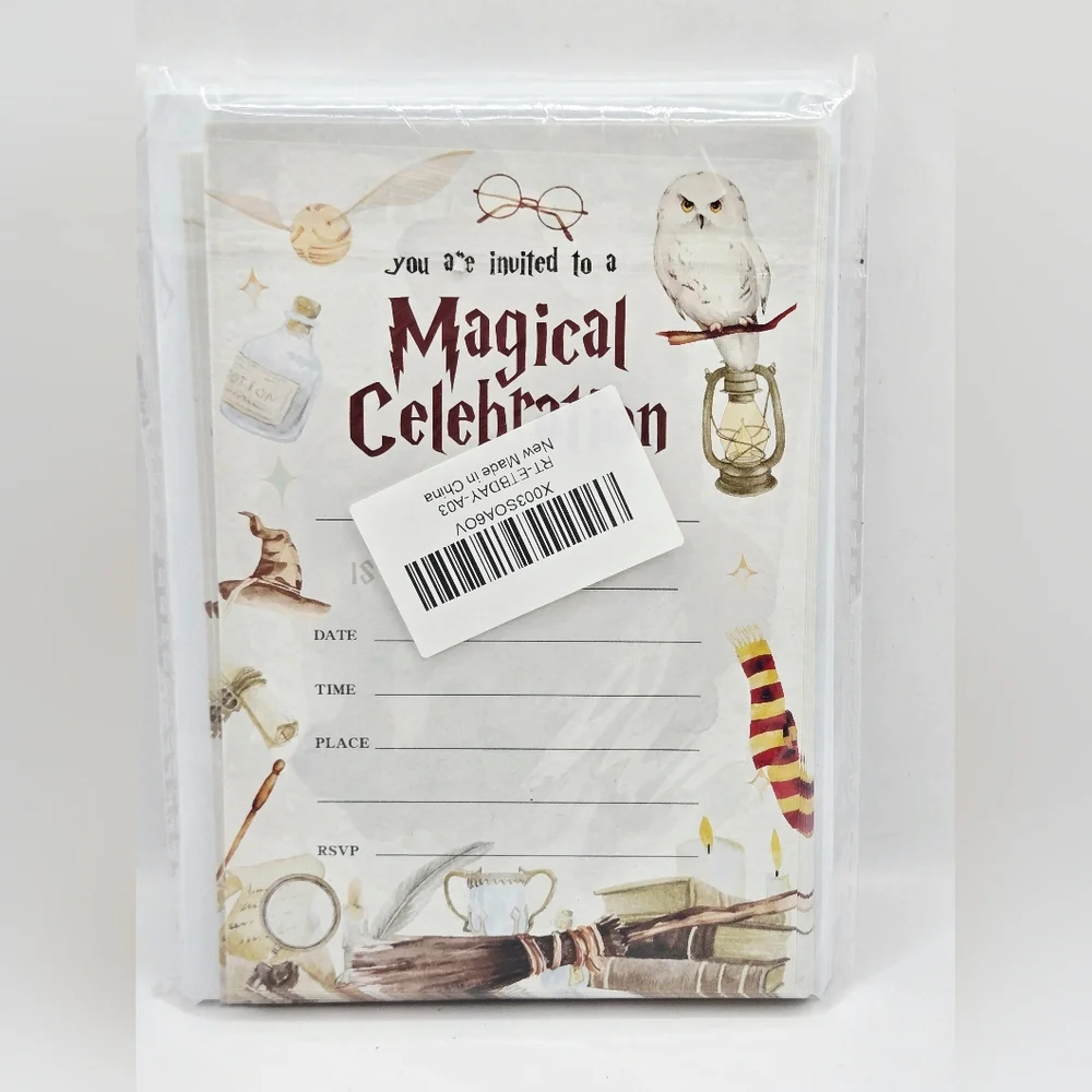 20 Wizard Magical Celebration Birthday Party Invitations w/ Envelopes Kids Magic